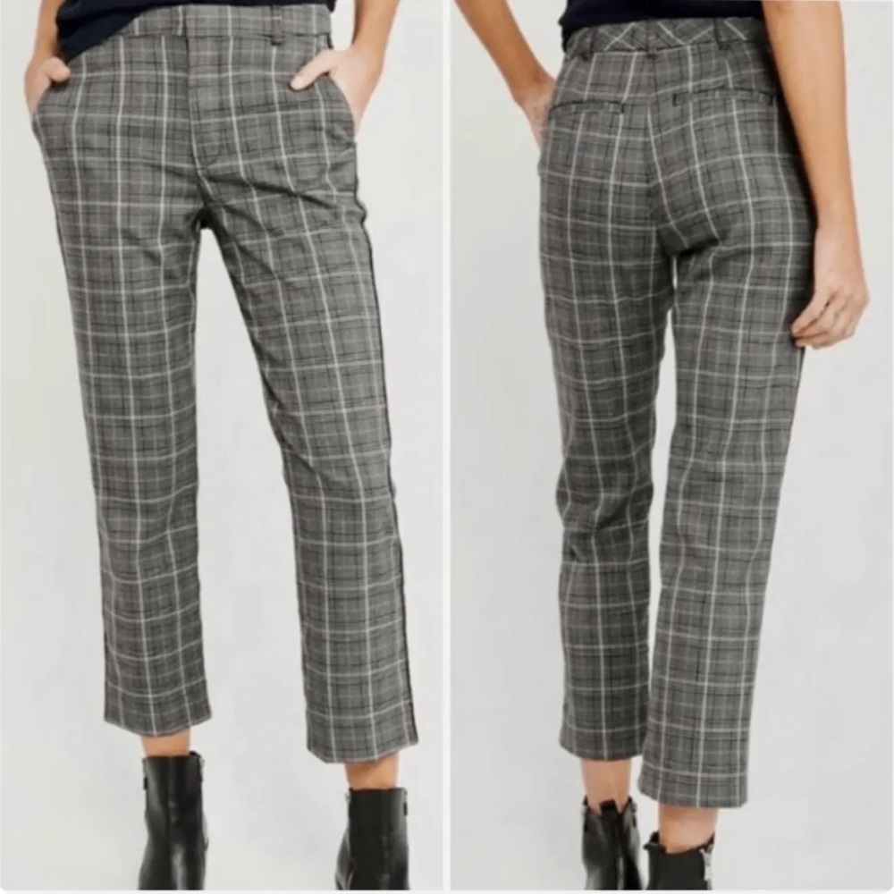 A&F Simone High Rise Ankle Flare Plaid Dress Pants - Picture 2 of 8